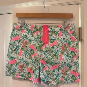 NWT SIZE 8 Lilly Pulitzer Women's Floral Print Shorts - Pink and Green